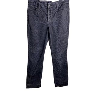 NYDJ Jeans Skinny Black on Black Animal Print Leopard Zebra Stretch ALTERED 6P